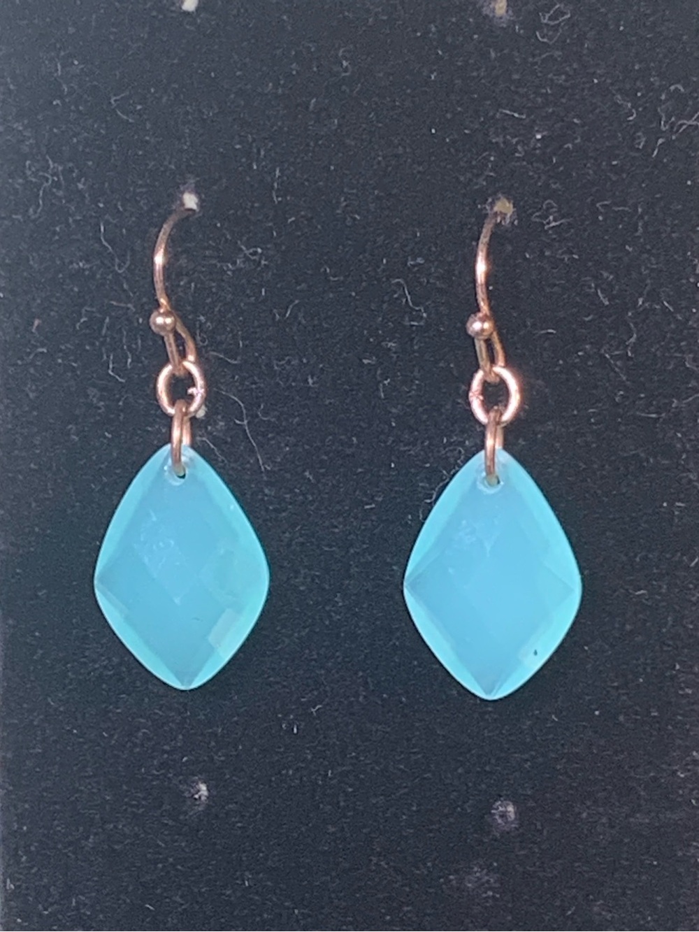Turquoise-colored Teardrop Faceted Dangle Earrings - Women's Jewelry